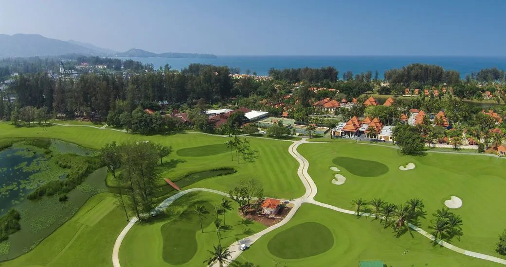 Laguna Golf Phuket Course, aerial view toward the sea