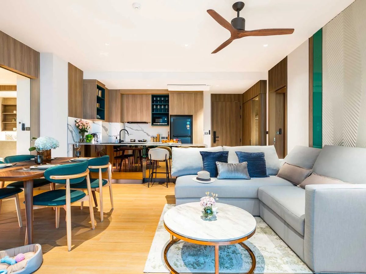 Skypark Elara — open-plan kitchen and dining interior render